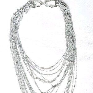 Chloe + Isabel Necklace Multi-Strand Silver 14 inch Long Womens Rhinestones